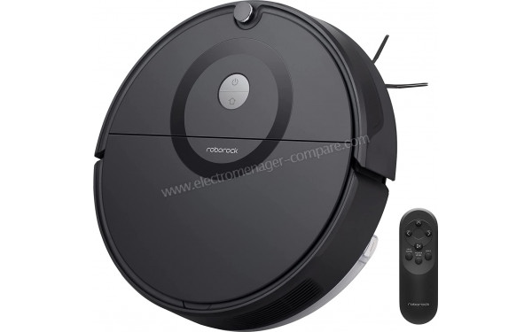 ROBOROCK E5 Noir - Vue 3/4 gauche avec t&eacute;l&eacute;commande