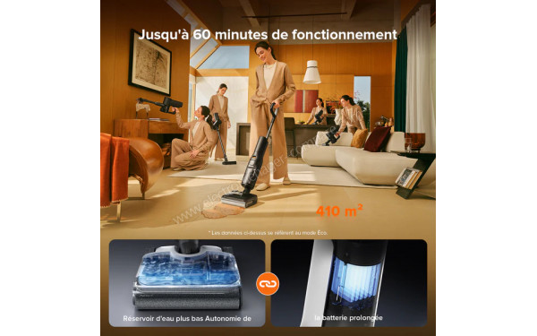 ROBOROCK F25 Combo - Autonomie jusqu'&agrave; 60 minutes