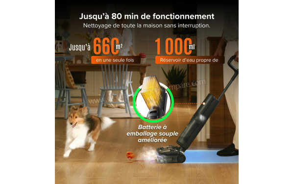 ROBOROCK F25 Steam Set Noir - Autonomie jusqu'&agrave; 80 minutes