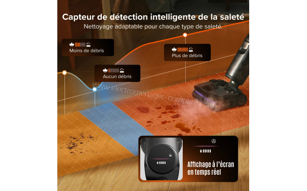 ROBOROCK F25 Steam Noir - D&eacute;tection intelligente de la salet&eacute;