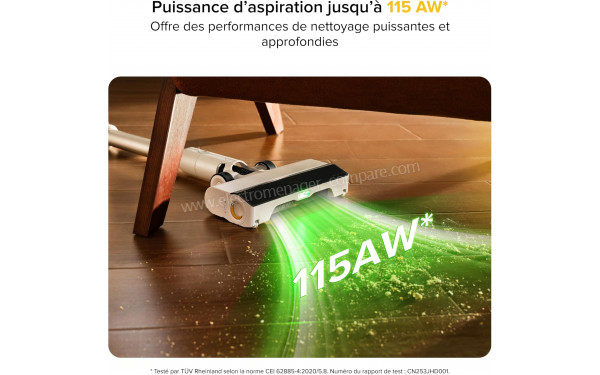 ROBOROCK H60 - Puissance d'aspiration