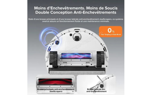 ROBOROCK Q10 PF Blanc - Double syst&egrave;me anti-enchev&ecirc;trement