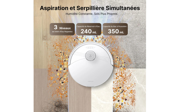 ROBOROCK Q10 X5+ Blanc - Aspiration et serpilli&egrave;re simultan&eacute;es