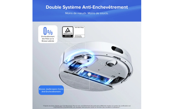 ROBOROCK Q7 L5+ Blanc - Double syst&egrave;me anti-enchev&ecirc;trement