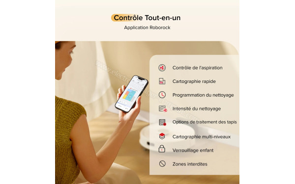 ROBOROCK Q7 M5 Set Blanc - Contr&ocirc;le de l'application tout-en-un