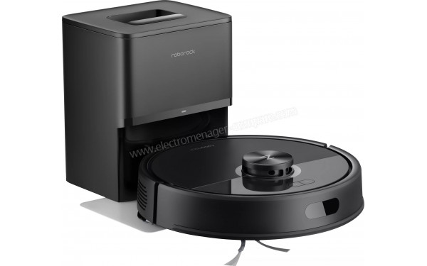 ROBOROCK Q7 TF+ Noir - Vue de 3/4 gauche sur la base de chargement