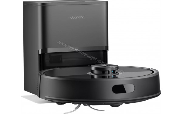 ROBOROCK Q7 TF+ Noir - Vue de 3/4 gauche sur la base de chargement