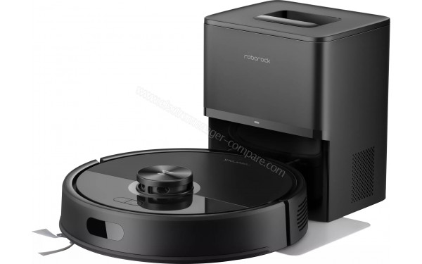 ROBOROCK Q7 TF+ Noir - Vue de 3/4 droite sur la base de chargement