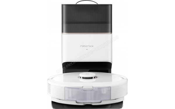 ROBOROCK Q8 Max+ Blanc - Vue de face sur la base de chargement