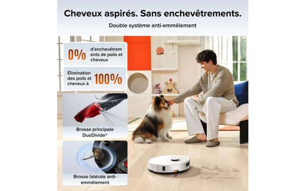 ROBOROCK Qrevo 2 Pro Set Blanc - Double syst&egrave;me anti-emm&ecirc;lement