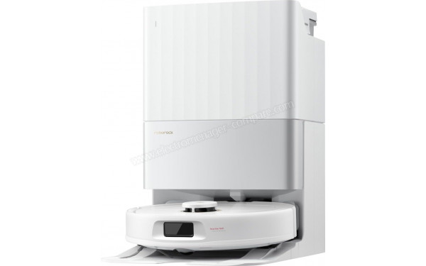 ROBOROCK Qrevo C Pro Blanc - Vue de 3/4 droite sur la station de chargement