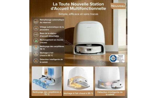 ROBOROCK Qrevo Curv 2 Flow - Station d'accueil multifonctionnelle