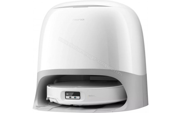 ROBOROCK Qrevo Curv 2 ProX Blanc - Vue 3/4 droite sur la station de chargement