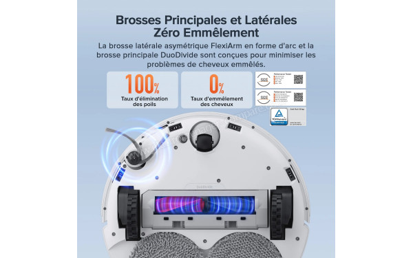 ROBOROCK Qrevo Curv S5X Blanc - Brosses z&eacute;ro emm&ecirc;lement