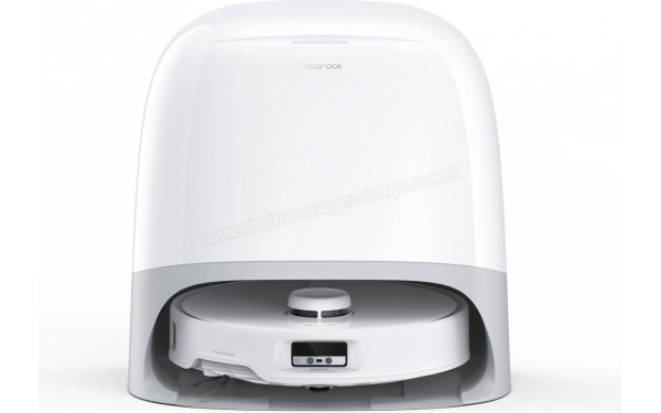 ROBOROCK Qrevo Curv Blanc - Vue de face sur la base de chargement