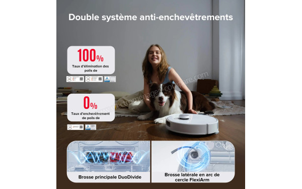 ROBOROCK Qrevo Curv Blanc - Double syst&egrave;me anti-enchev&ecirc;trements