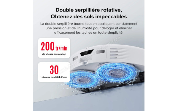 ROBOROCK Qrevo Curv Blanc - Double serpilli&egrave;re rotative