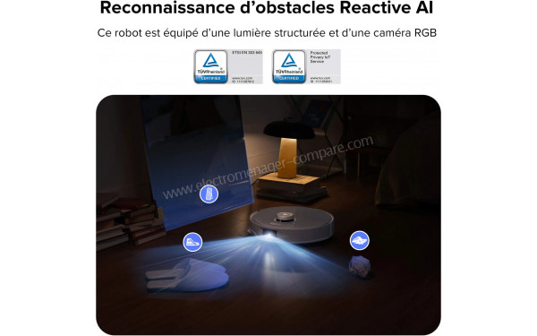 ROBOROCK Qrevo Curv Blanc - Reconnaissance d'obstacles Reactive AI