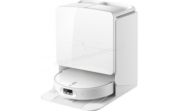 ROBOROCK Qrevo Edge 2 Pro Blanc - Vue de 3/4 droite sur la station de chargement