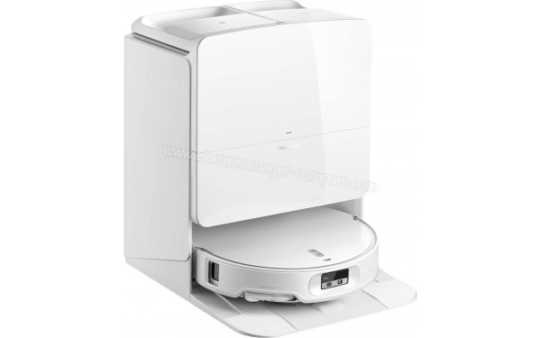 ROBOROCK Qrevo Edge 2 Pro Blanc - Vue de 3/4 gauche sur la station de chargement