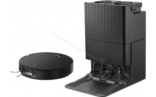 ROBOROCK Qrevo Edge 2X Noir - Vue de 3/4 droite avec la station de chargement