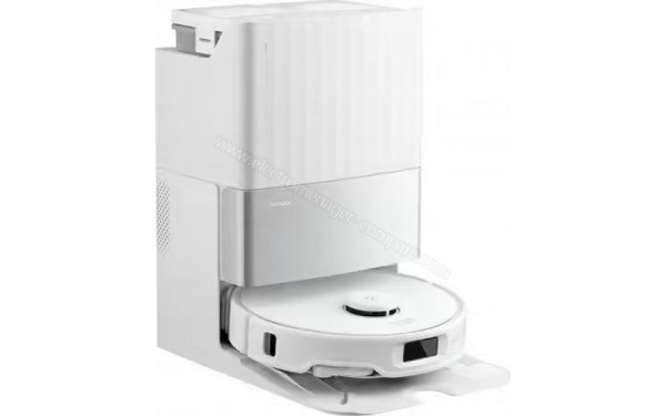 ROBOROCK Qrevo Edge 5V1 Blanc - Vue 3/4 gauche sur la station de chargement