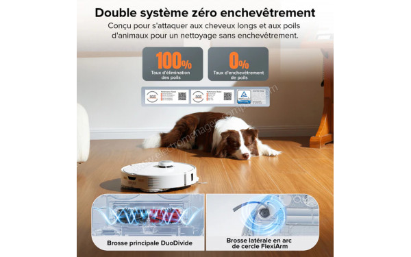 ROBOROCK Qrevo Edge Blanc - Double syst&egrave;me anti-enchev&ecirc;trements