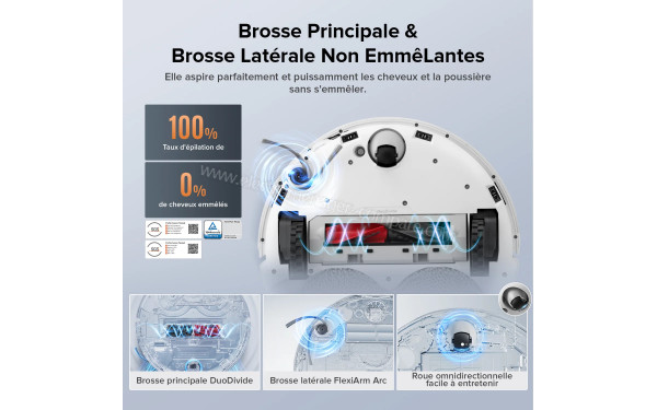 ROBOROCK Qrevo Edge S5A Blanc - Brosse principale & brosse lat&eacute;rale non emm&ecirc;lantes