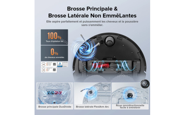 ROBOROCK Qrevo Edge S5A Noir - Brosse principale & brosse lat&eacute;rale non emm&ecirc;lantes