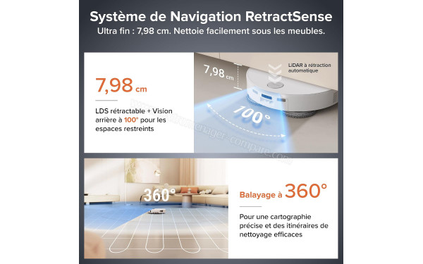 ROBOROCK Qrevo EdgeT Blanc - Syst&egrave;me de navigation RetractSense