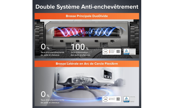 ROBOROCK Qrevo EdgeT Blanc - Double syst&egrave;me anti-enchev&ecirc;trement