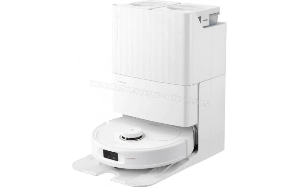 ROBOROCK Qrevo MaxV - Vue de 3/4 droite sur la base de chargement