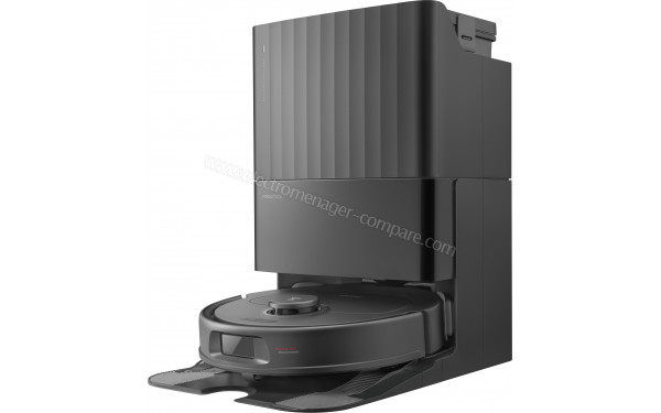 ROBOROCK Qrevo Plus Noir - Vue de 3/4 droite sur la base de chargement