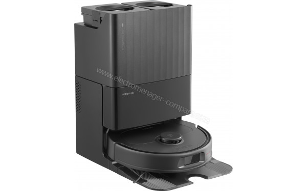 ROBOROCK Qrevo Plus Noir - Vue de 3/4 gauche sur la base de chargement