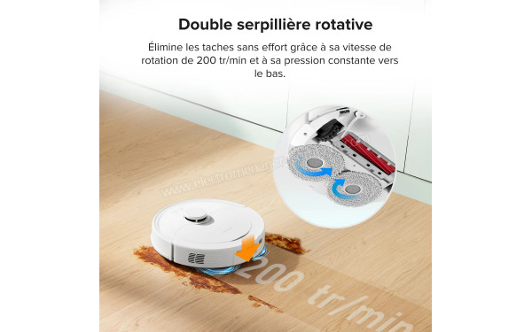 ROBOROCK Qrevo Pro Blanc - Double serpilli&egrave;re rotative