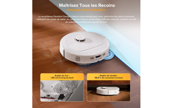 ROBOROCK Qrevo S5V Blanc - Serpilli&egrave;res FlexiArm Design