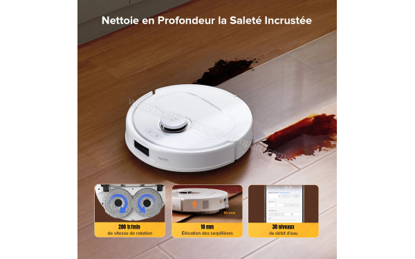 ROBOROCK Qrevo S5V Blanc - Nettoie en profondeur la salet&eacute; incrust&eacute;e