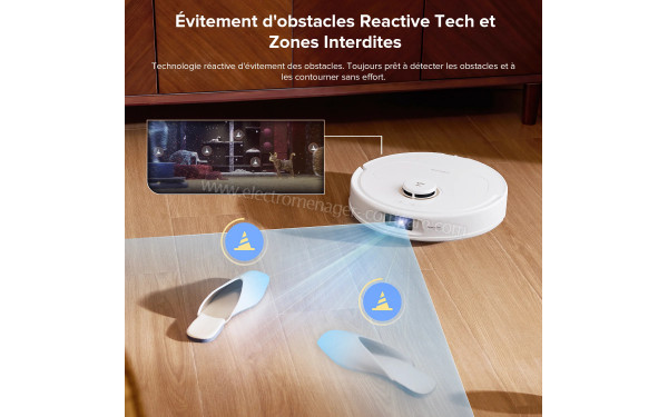 ROBOROCK Qrevo S5V Blanc - Evitement d'obstacles Reactive Tech et zones interdites