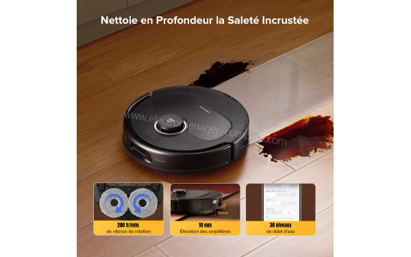 ROBOROCK Qrevo S5V Noir - Nettoie en profondeur la salet&eacute; incrust&eacute;e