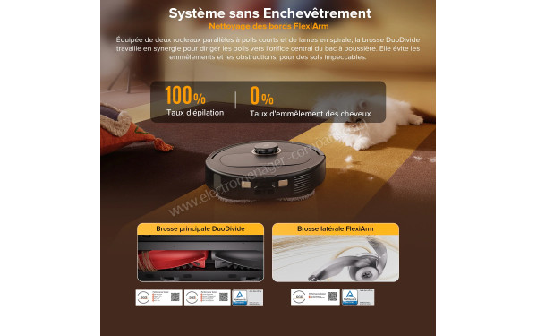 ROBOROCK Qrevo S5V Noir - Syst&egrave;me sans enchev&ecirc;trement