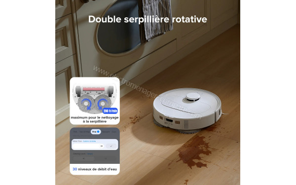 ROBOROCK Qrevo S Blanc - Double serpilli&egrave;re rotative