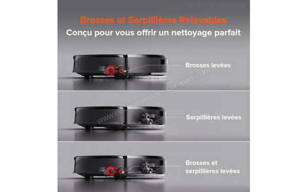 ROBOROCK Qrevo Slim Noir - Brosses et serpilli&egrave;res relevables