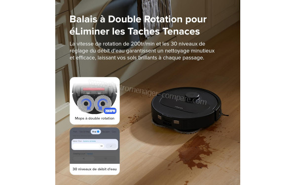 ROBOROCK Qrevo S Noir - Balais &agrave; double rotation