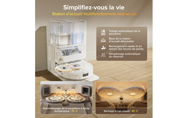 ROBOROCK Qrevo S Pro Blanc - Station d'accueil multifonctionnelle tout-en-un