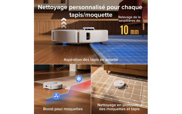 ROBOROCK Qrevo S Pro Blanc - Relevage automatique de la serpilli&egrave;re