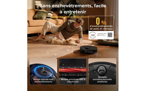 ROBOROCK Qrevo S Pro Noir - Syst&egrave;me anti-enchev&ecirc;trements