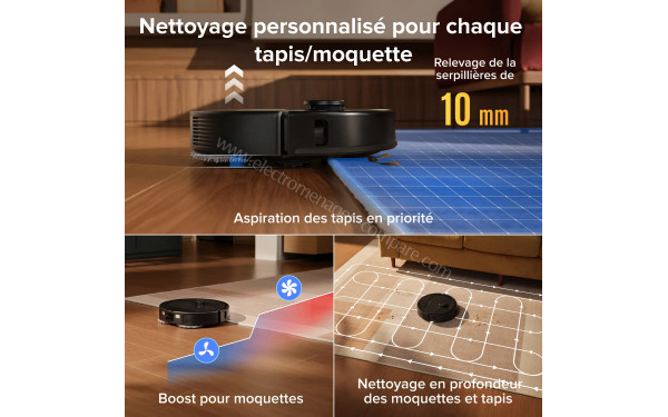 ROBOROCK Qrevo S Pro Noir - Relevage automatique de la serpilli&egrave;re