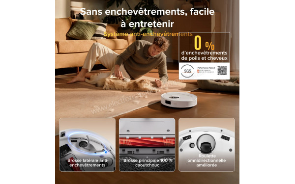 ROBOROCK Qrevo S Pro Set Blanc - Syst&egrave;me anti-enchev&ecirc;trements