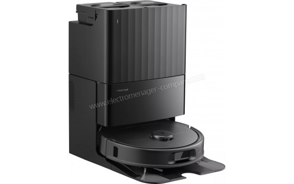 ROBOROCK Qrevo S ProX Noir - Vue de 3/4 gauche sur la station de chargement
