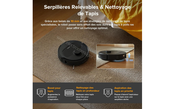 ROBOROCK QV 35A Noir - Serpilli&egrave;res relevables & nettoyage de tapis